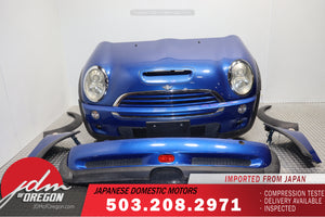 JDM 02-06 MINI COOPER S COMPLETE FRONT END CONVERSION NOSE CUT FRONT CLIP BLUE