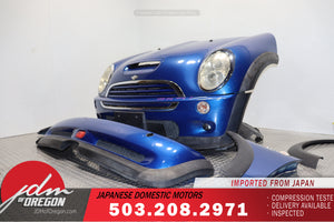 JDM 02-06 MINI COOPER S COMPLETE FRONT END CONVERSION NOSE CUT FRONT CLIP BLUE