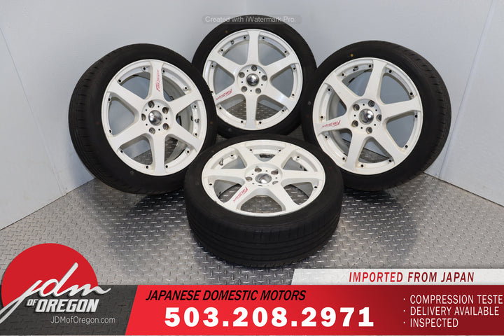 “JDM 5Zigen Fireball 17x7 + Offset 5x114.3 Wheels with 215/45R17 Kenda Tires – Set of 4