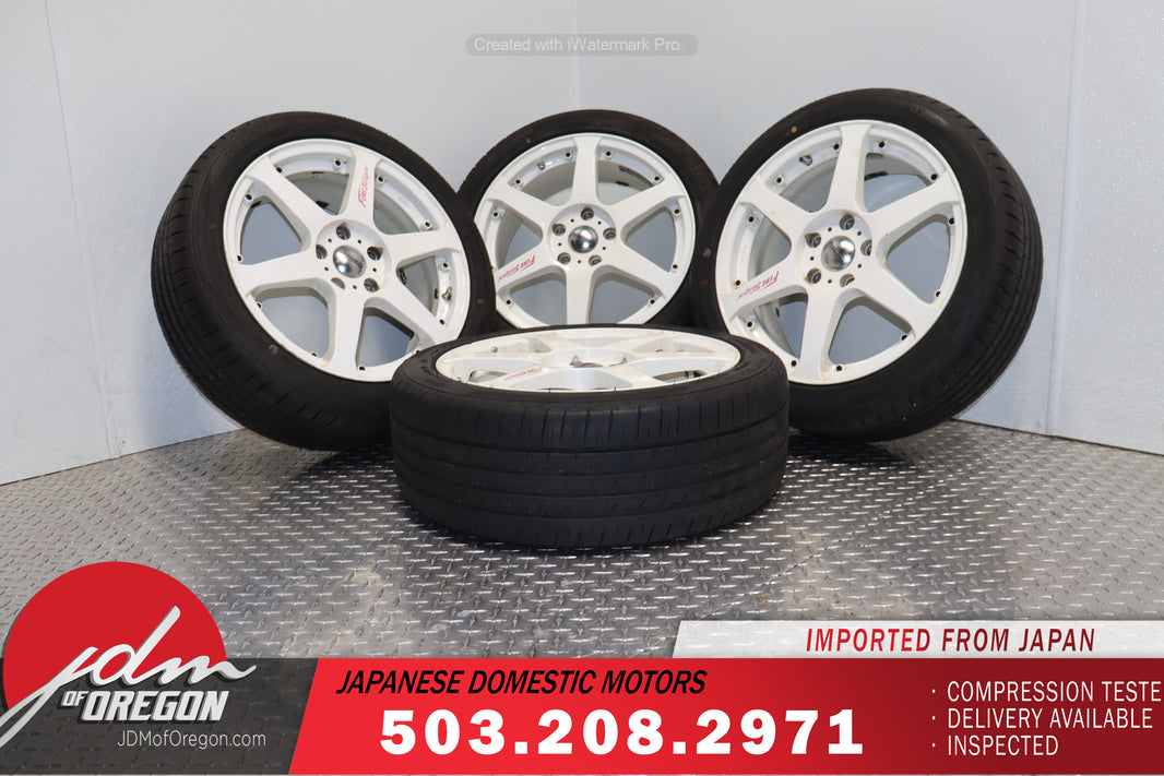 “JDM 5Zigen Fireball 17x7 + Offset 5x114.3 Wheels with 215/45R17 Kenda Tires – Set of 4