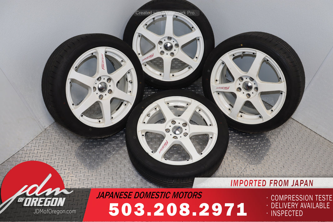 “JDM 5Zigen Fireball 17x7 + Offset 5x114.3 Wheels with 215/45R17 Kenda Tires – Set of 4