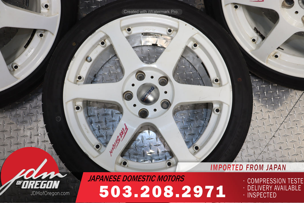 “JDM 5Zigen Fireball 17x7 + Offset 5x114.3 Wheels with 215/45R17 Kenda Tires – Set of 4