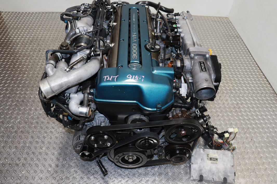 JDM 2JZ-GTE MOTOR TOYOTA ARISTO IS300 3.0L TWIN TURBO INLINE 6 VVTI ENGINE W/ AT ECU IGNITER CHIP
