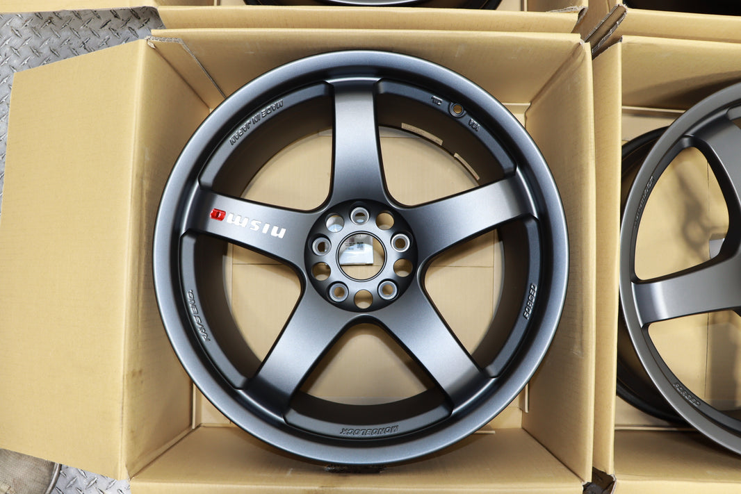 Nismo LMG T4 EVO Staggered Wheel Set – 19x9.5 +30 / 19x10 +25 – Matte Gun Black – 5x114.3