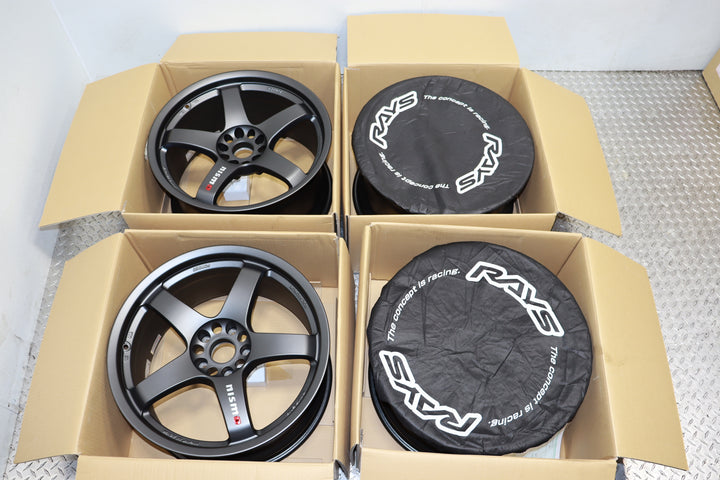 Nismo LMG T4 EVO Staggered Wheel Set – 19x9.5 +30 / 19x10 +25 – Matte Gun Black – 5x114.3