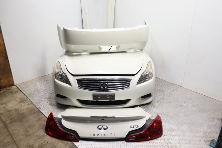 Infiniti G37S Coupe JDM Complete Front End Nose Cut & Rear Trunk Assembly White OEM