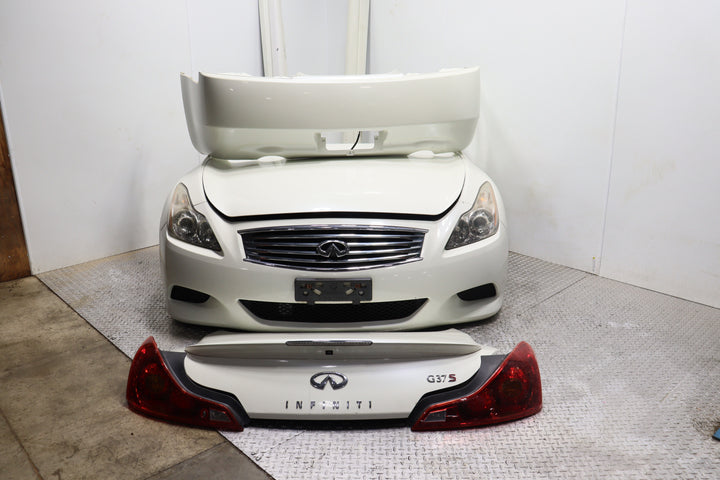 Infiniti G37S Coupe JDM Complete Front End Nose Cut & Rear Trunk Assembly White OEM