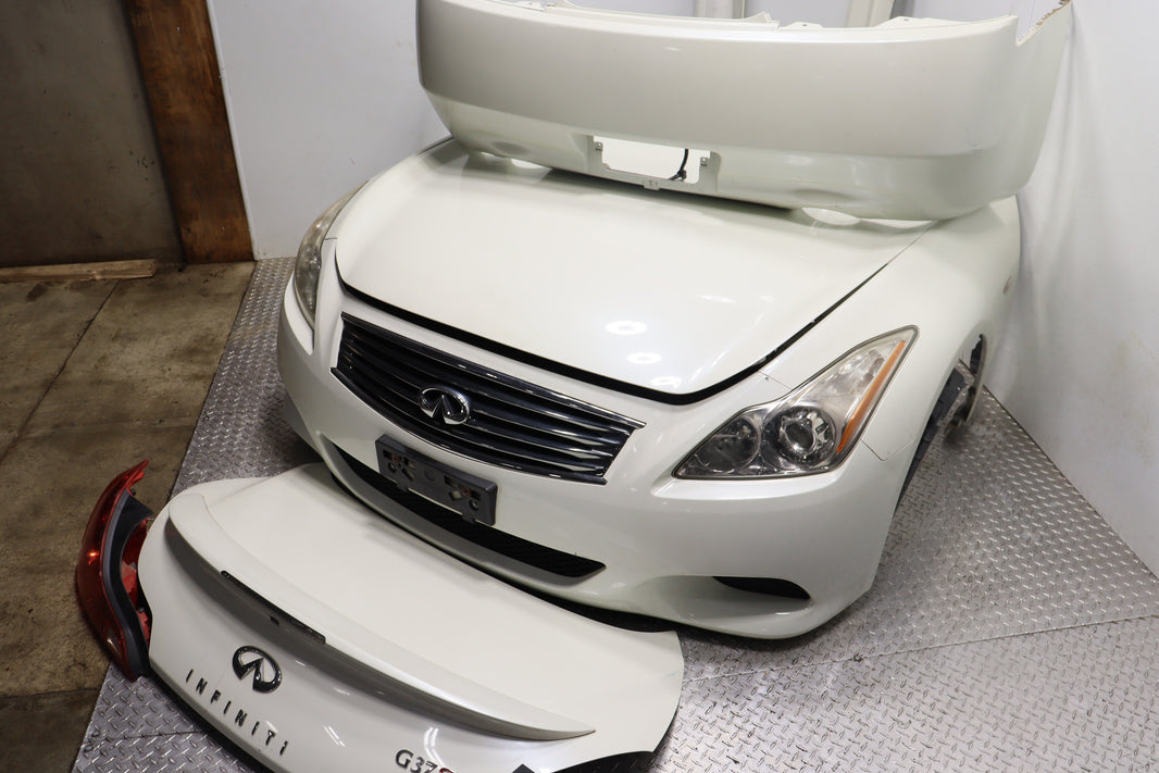Infiniti G37S Coupe JDM Complete Front End Nose Cut & Rear Trunk Assembly White OEM